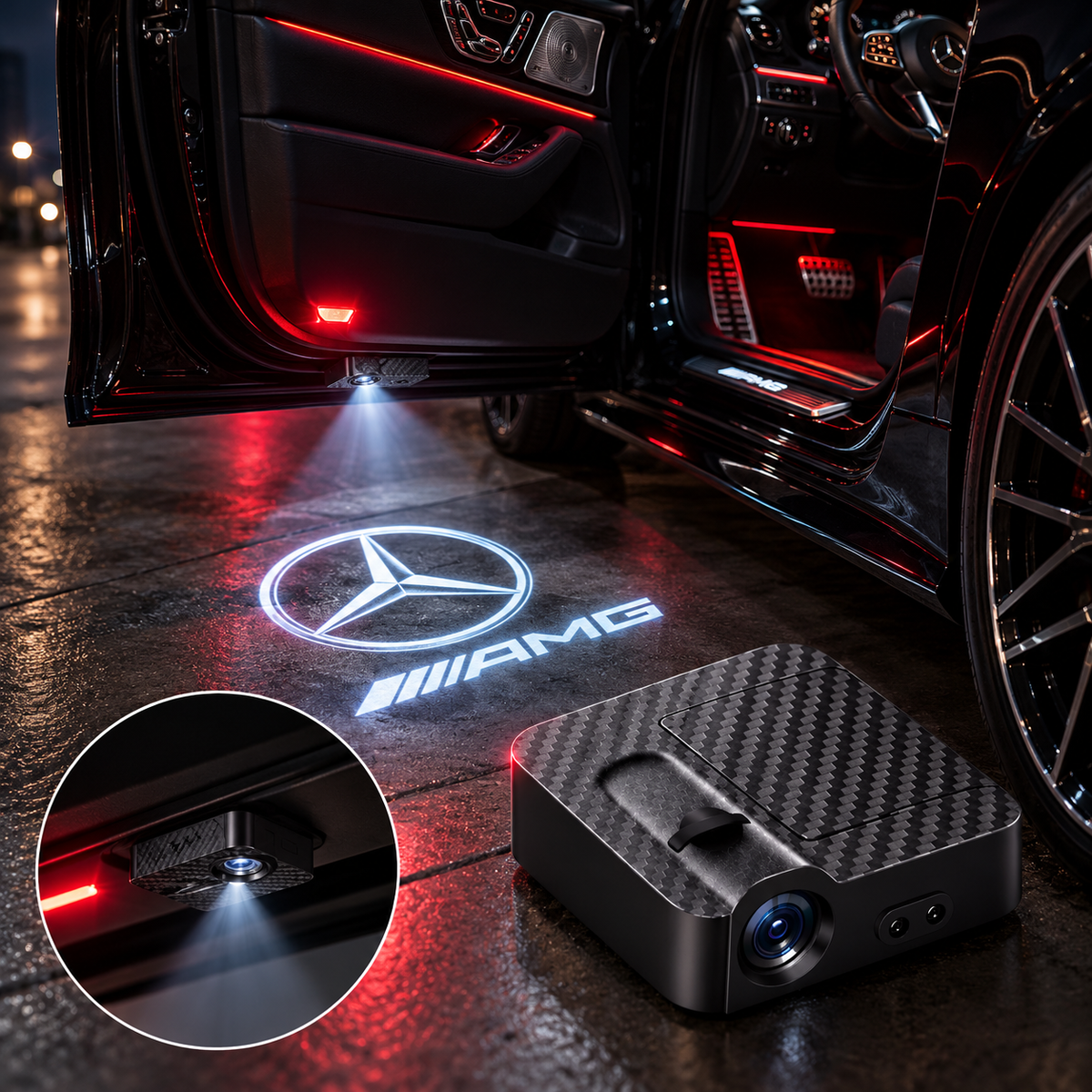 Projecteur LED de Portière Voiture – Logo au Choix